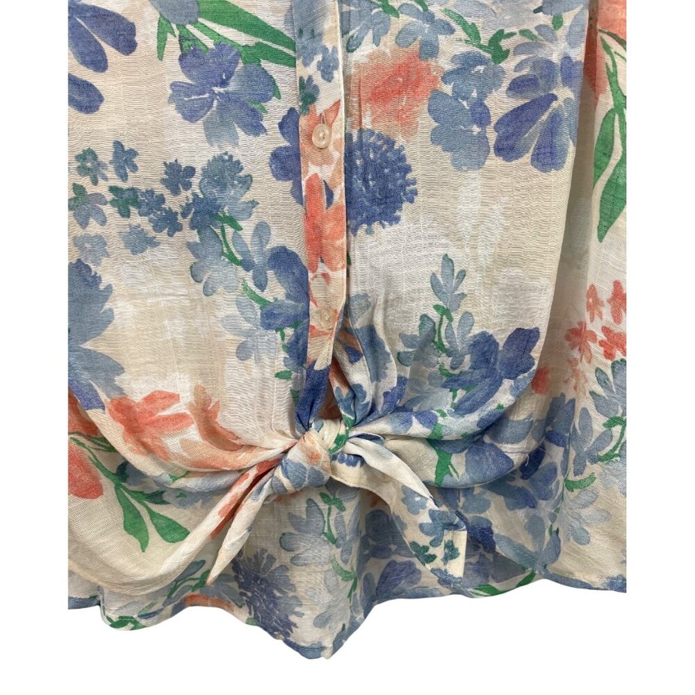 Zac & Rachel Floral Sleeveless Tie Front Button Up Shirt Womens Size Large - Picture 5 of 9